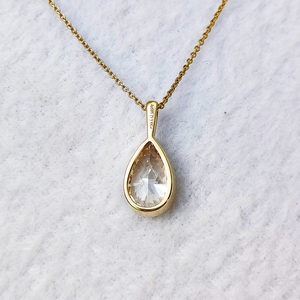 3.5CT DEF VVS Pear Cut White Lab Created Diamond 14K <strong>Solid</strong> <strong>Gold</strong> <strong>Pendant</strong> for Women - Product Image 2