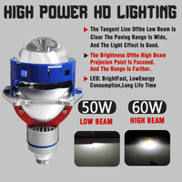 Vente en gros 3.0 pouces bi-led projecteur lentille phare 3 pouces lumière 55W 12V 6000K Hi/Lo faisceau phare pour voiture universel