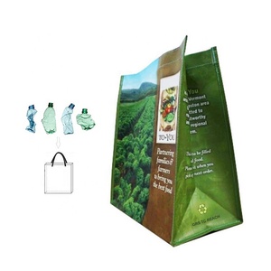 Reach Plastic Tote Rpet Recycled Bag TC REACH 100% Recycled PET Plastic Bottle Recycled Laminated RPET Shopping Tote Bag