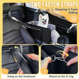 Luxury Striped Dog <b>Car</b> <b>Seat</b> Travel Bed Oxford Material Water-Resistant Washable Elevated Comfortable Pet Carrier Belt Closure - Product Image 3