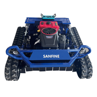 Tondeuse à gazon industrielle télécommandée sur chenilles, robuste, sans fil, à lame rotative, avec fonctions de levage intelligentes