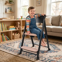 Siège bébé modulaire 4-en-1, tour d'apprentissage Montessori, structure en bois ultra-stable et durable, fonction chaise adulte, design pliable facilement