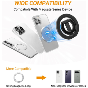 Support de téléphone magnétique double face en alliage d'aluminium 360 ° Smart Tracking Support de téléphone pliable pour les doigts Compatible <span class=keywords><strong>iPad</strong></span> pour l'utilisation au lit - Product Image 2