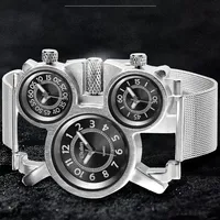 Montre à quartz pour homme Y2K vintage rétro, bracelet en maille acrylique, cadran à aiguilles de 50 mm, épaisseur de 10 mm, plusieurs fuseaux horaires, forme de dessin animé