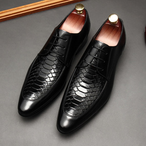 Zapatos de Cuero Genuino con Cordones y Punta Redonda para Otoño/Invierno, con Diseño de Puntos, Antideslizantes y Ligeros, para Vestir Formal de Negocios, para Hombre - Product Image 2
