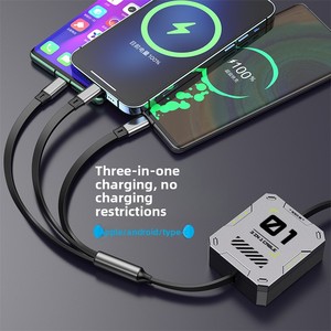 <span class=keywords><strong>สาย</strong></span>ดาต้า3-in-1 100W พร้อมพอร์ต3พอร์ตสำหรับโทรศัพท์มือถือและ6A <span class=keywords><strong>Type</strong></span>-<span class=keywords><strong>C</strong></span> ความเร็วสูงสายชาร์จวัสดุ ABS - Product Image 2