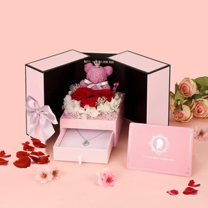 Caja de Joyería LED de Lujo Personalizada TC con Doble Puerta Abatible, Rosa Preservada, Regalos para el Día de San Valentín y el Día de la Madre, Oso de Musgo con Caja - Product Image 4