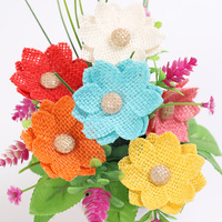 Bunte Natürliche Jute-Blumen Sortierte Handgemachte Rustikale Jute-Rosen für Hochzeitsdekoration und Blumenhandwerk