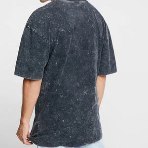 T-shirts graphiques imprimés vintage noirs sur mesure en gros, t-shirts délavés à l'acide, t-shirts pour hommes, col rond surdimensionné - Product Image 2