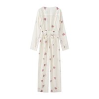 Combinaison décontractée à imprimé tendance pour femme, automne 2026, col en V, fermeture éclair, style rétro, chic, manches longues, Mujer
