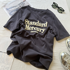 เสื้อยืดคอตตอนโอเวอร์ไซส์พิมพ์ลายเมอร์คิวรี่ฟอยล์มาตรฐานสำหรับผู้ชาย แขนสั้น คอกลม ระบายอากาศได้ดี ทรงพอดีตัว - Product Image 6