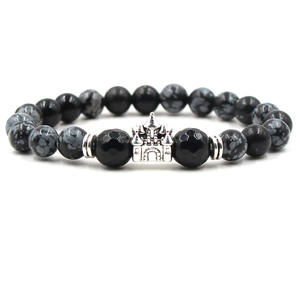 Bracelet <span class=keywords><strong>de</strong></span> Yoga en pierre naturelle, léopard, tête <span class=keywords><strong>de</strong></span> Lion, hibou, château, breloque avec patte, perles <span class=keywords><strong>de</strong></span> tressage réglables, 8MM, 1 pièce - Product Image 3
