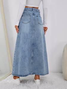 Jupes en <span class=keywords><strong>jean</strong></span> personnalisées pour femmes, taille haute, grandes tailles, longueur maxi, <span class=keywords><strong>jupe</strong></span> longue en <span class=keywords><strong>jean</strong></span>, <span class=keywords><strong>jupe</strong></span> en <span class=keywords><strong>jean</strong></span> décontractée pour femme - Product Image 4