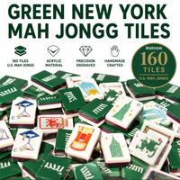 Ensemble de jeu de Mahjong en acrylique personnalisé en gros, thème NYC, taille réelle, tuiles mélangées à la main, portable et durable pour les voyages
