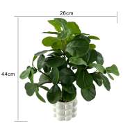 Bonsaï artificiel Ficus lyrata 44 cm, plante en polyester écologique, pot blanc à bulles pour la Saint-Valentin, Halloween, décoration intérieure