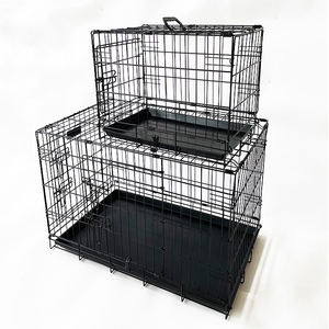 Rarewe <span class=keywords><strong>Pet</strong></span> malzemeleri özel yavru köpek kafesi çift kapılı güçlendirilmiş Metal tel katlanabilir büyük ağır <span class=keywords><strong>Pet</strong></span> köpek sandık köpek kafesi - Product Image 5