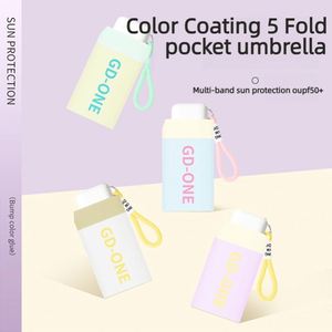 ร่มกันแดดกันฝนพับได้ 5 ตอน 6 ซี่โครง โครงเหล็กสีทองเคลือบสีลูกกวาด สำหรับผู้หญิง ใช้ได้ทุกวัน เหมาะเป็นของขวัญ ผลิตตามสั่งจากโรงงาน - Product Image 3