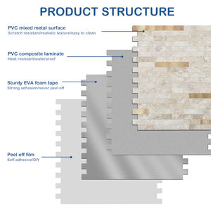 Carrelage mural peler et coller Longue bande avec bâton de marbre sur le mur Facile bricolage étanche pour dosseret de cuisine Carreaux de mosaïque - Product Image 4