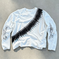 Sweat-shirt à manches longues pour homme, coupe ample, en tricot gaufré 100% coton, fabriqué sur mesure