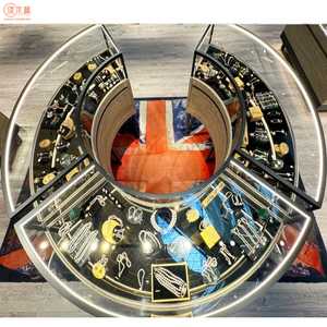 Thép không gỉ quần áo hiển thị tùy chỉnh chất lượng cao kim loại và gỗ sồi Móc Quần Áo Giá Kính trang sức Showcase thiết kế - Product Image 5