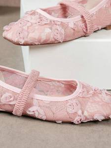 Ballerine Mary Jane da <span class=keywords><strong>Donna</strong></span> Rosa con Pizzo Floreale, Punta Quadrata, Traspiranti, Slip-On, <span class=keywords><strong>Eleganti</strong></span> <span class=keywords><strong>Scarpe</strong></span> Casual da Cerimonia - Product Image 6