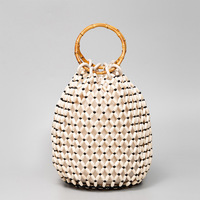 Sac à main femme perles en bois fait à la main plage vacances sac de paille évider bambou poignée femmes sacs à main
