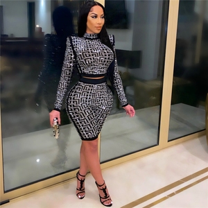 Think 2023 Retro Soft Elastic Dress Sexy Club Women Wedding senza maniche pacchetto elastico Hip Skinny paillettes Glitter <span class=keywords><strong>Midi</strong></span> Dress - Product Image 4