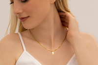 Collar con Inicial Dorada al por Mayor, Collar Minimalista para Mujer con Nombre Personalizado Grabado, Cadena con Caja, Joyería de Moda, Aretes