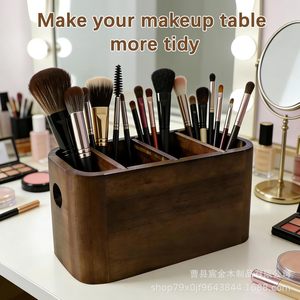 Wooden Storage Tray Rectangle 3 Compartments For Remote <b>Control</b> Cosmetic Kitchen Tableware Organizing Household Use - Product Image 3