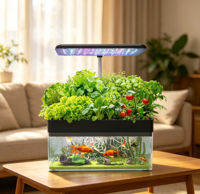 Système de bassin aquaponique intelligent d'intérieur avec lumière de croissance LED, kit de culture hydroponique sans sol à 12 modules pour la maison
