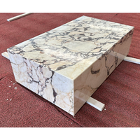 Table basse luxueuse en marbre violet Calacatta Table basse centrale de designer Table à thé en cube en marbre