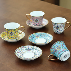 แก้วกาแฟเซรามิกจิ่งเต๋อเจิ้น พร้อมหูจับสไตล์ยุโรป ลายดอกไม้เพ้นท์มือ ชุดน้ำชาสำหรับจิบน้ำชายามบ่าย - Product Image 3
