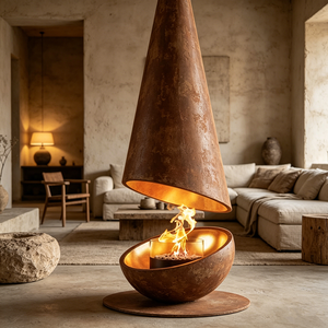 Chimenea Artística Independiente Contemporánea con Efecto de Llama 3D, Luz Ajustable y Diseño Seguro para Apartamentos, Estudios y Galerías - Product Image 2
