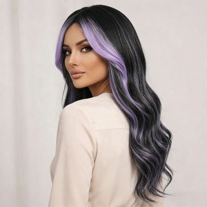 <span class=keywords><strong>2026</strong></span> פאה נשית אופנתית חמה סיבים סינתטיים עם תחרה שקופה צביעת שיער בגוון סגול עם גוונים מדורגים SM398-2 - Product Image 3