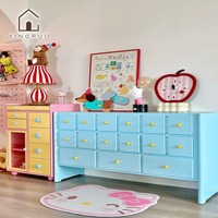 Armoire modulaire pour enfants XINGRUO, 15 tiroirs, bleu clair, unité combinée, taille personnalisée, OEM, vente en gros