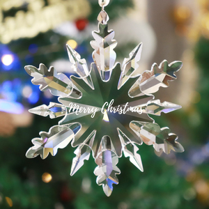 Customized Engraved Logo 100mm K9 High Quality <b>Crystal</b> Snowflake Christmas Tree Ornament with UV Printing Techniques - Product Image 5