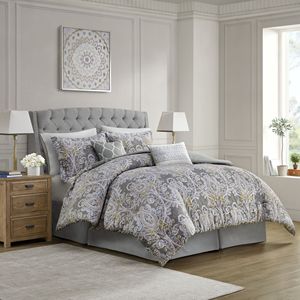 Juego de edredón DB, técnica de tejido con estampado Floral sólido de algodón de 6 piezas para King Queen para Home Hotel, 5 fundas de almohada, poliéster PVC - Product Image 1