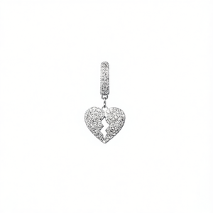 Boucles d'oreilles en forme de cœur en or blanc, alliage de zinc, bijoux romantiques unisexes, boucles d'oreilles tendance - Product Image 1