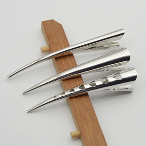 Barrettes à bec de canard en métal argenté, grandes et simples, de 11 cm, 12 cm, 13 cm, pour salon de coiffure, pinces <span class=keywords><strong>crocodile</strong></span> pour femmes - Product Image 5