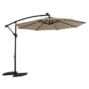 Parasol de terrasse solaire LED de 3 m, kaki, avec bras déporté, pour jardin et cour (base non incluse) - Product Image 2