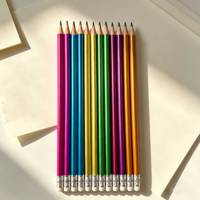 Ensemble de crayons personnalisés certifiés EN71 ISO, crayons triangulaires en plastique de couleur métallique HB avec gomme, 7,5 pouces, vente en gros directe d'usine