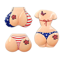Autocollants magnétiques créatifs en résine, forme de corps de femme en lingerie sexy, design 3D amusant de fesses avec étoiles et rayures, idée cadeau unique