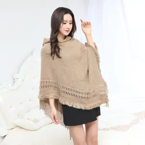 Thời Trang Lady Dài Cardigans Áo Len Đan Áo Choàng Poncho Khăn Choàng Chăn