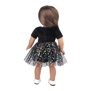 Pakaian boneka anak perempuan, gaun pesta elegan 18 inci dengan dekorasi bunga, pakaian boneka anak perempuan gaya Amerika - Product Image 6