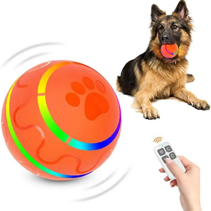 remote control USB rechargeable LED interactive dog ball motion activated automatic rolling ball toys