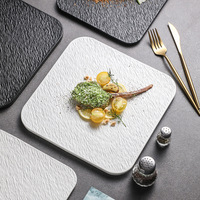 Offre Spéciale – Assiettes carrées plates en céramique à texture rocheuse pour restaurant – Vaisselle de table