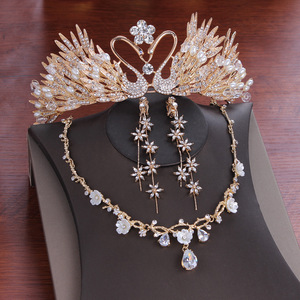 Nouvelle conception d'accessoires de mariage en forme de cygne pour la mariée, fabrication soignée, ensemble de bijoux raffiné, diadème, couronnes de diamants pour les reines, diadèmes - Product Image 2