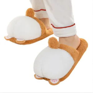 Fun Corgi dog big butt slippers Indoor warm cotton slippers wholesale custom soft durable shoes wholesaler