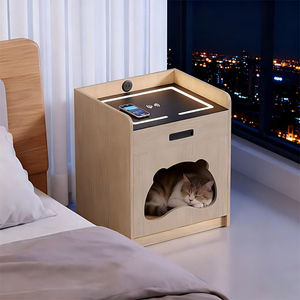 Cama para Gatos Compartida <span class=keywords><strong>con</strong></span> Mascotas, Mesita de Noche <span class=keywords><strong>con</strong></span> Cajón y <span class=keywords><strong>Nido</strong></span> Oculto para Gatos, Mueble 3 en 1 para Mascotas para Apartamentos Pequeños, Nuevo - Product Image 3