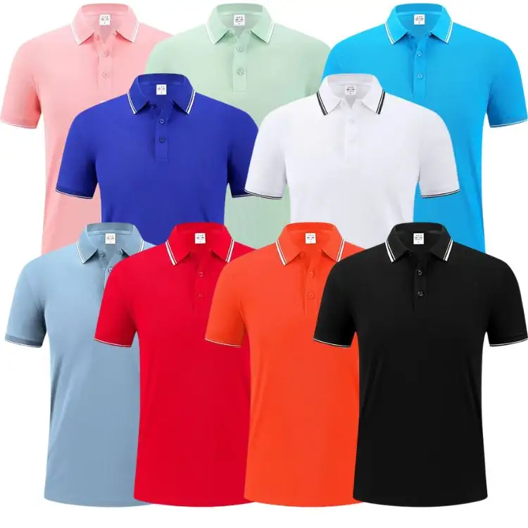 थोक सस्ते कस्टम लोगो कढ़ाई वाली एलोवर प्रिंटिंग क्विक ड्राई निट गोल्फ शर्ट पुरुष परिधान टीशर्ट गोल्फ पोलो शर्ट